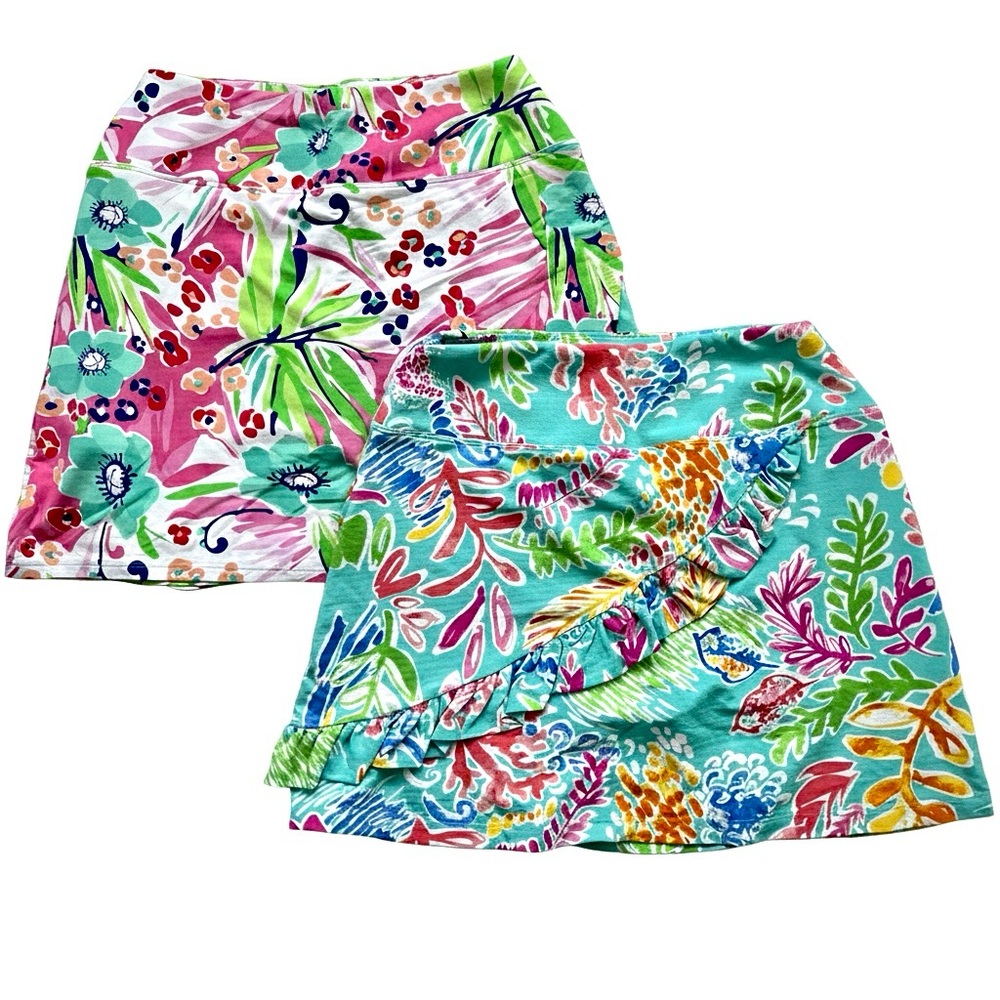 Set of 2 IBKUL pickleball tennis gold skirts skorts